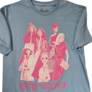 BARBIE Mattel T-Shirt MENS XL Blue Pink Pop Culture Fashion Iconic Graphic Tee